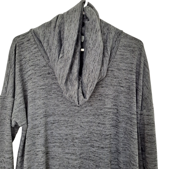 Athleta Women's Heathered Gray Athletic Sport Draped Cowl Neck Sweatshirt szM - Picture 3 of 8